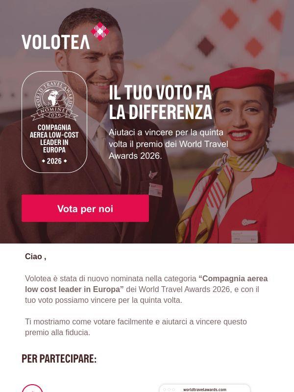 Vota per noi ai World Travel Awards 2026 ✈️