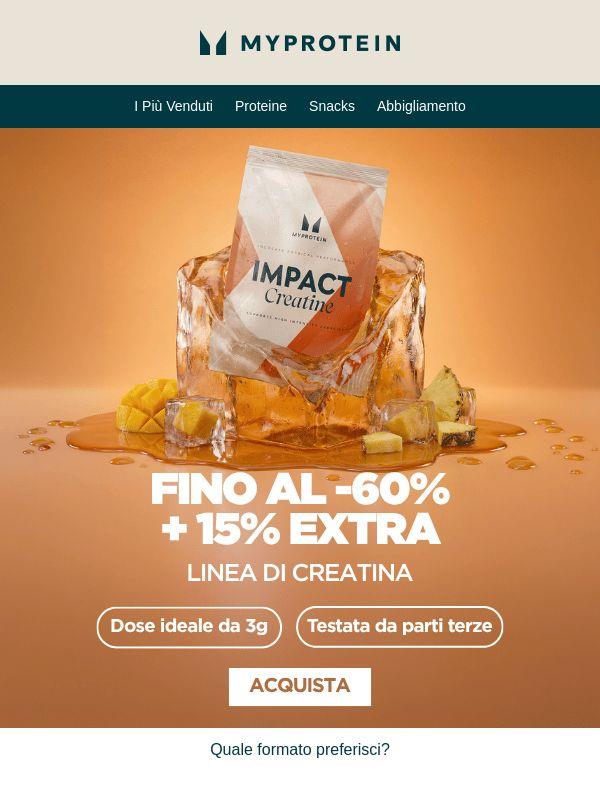 Fino al -60% + 15% Extra sulla Creatina 🔥