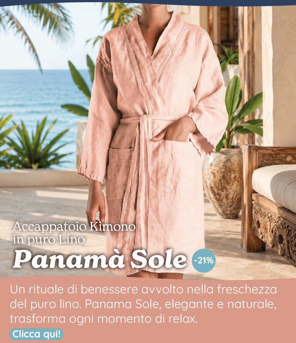 Accappatoio Kimono in puro Lino - Panamà Sole