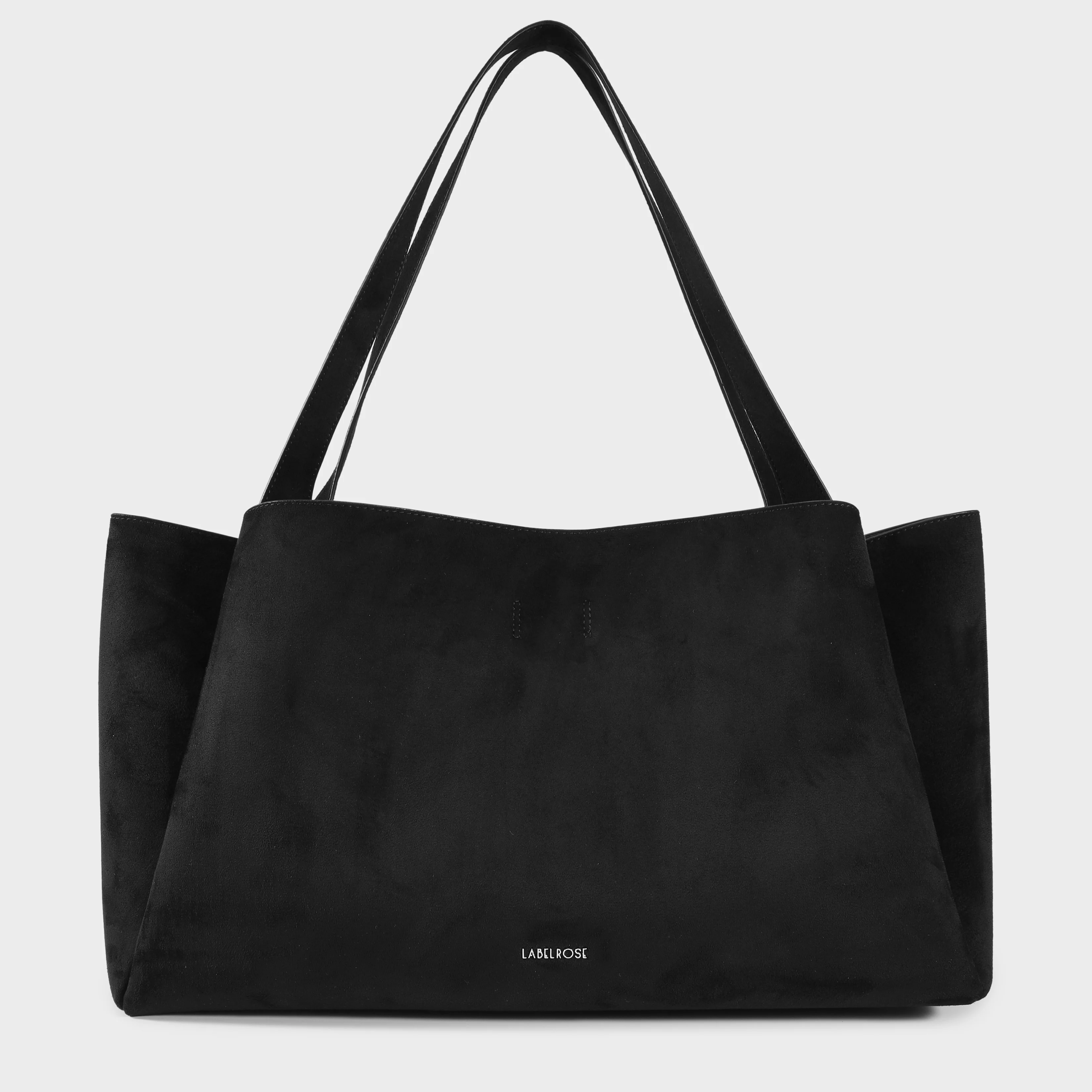Image of Borsa a spalla IVORY SUEDE - BLACK SILVER