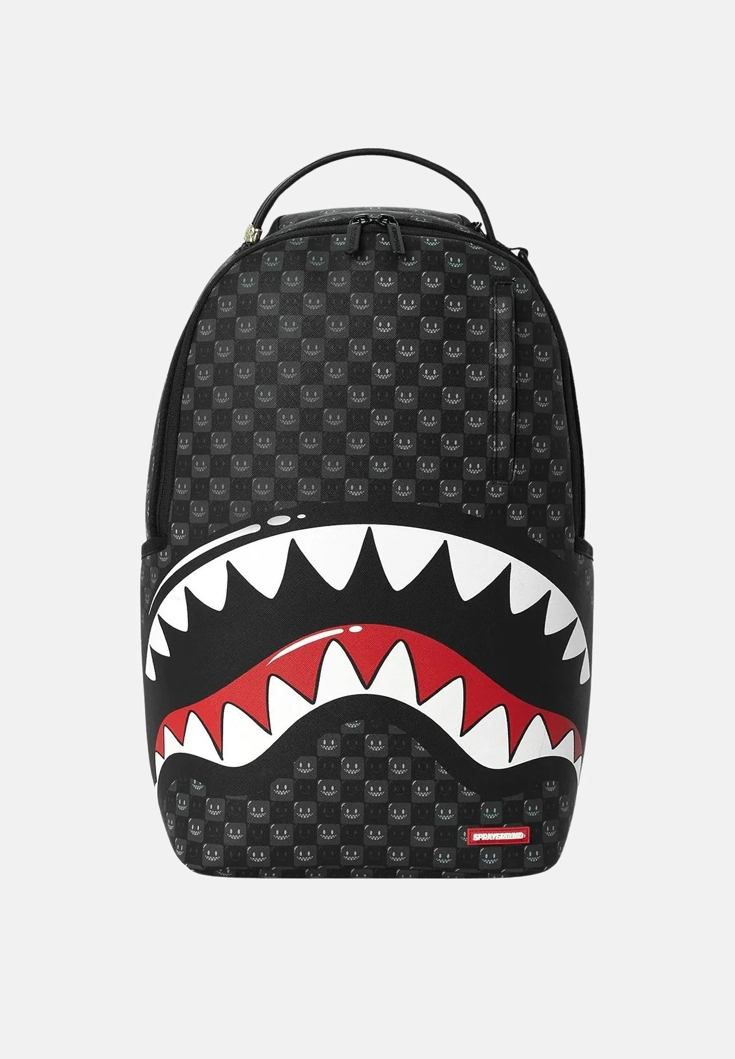 Image of SPRAYGROUND Zaino SHARKS IN PARIS nero per uomo, donna e bambino con fantasia check tono su tono