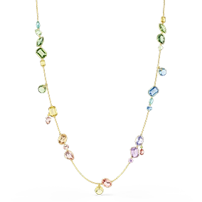 Collana lunga Gema, Taglio misto, Multicolore, Finitura oro 18K