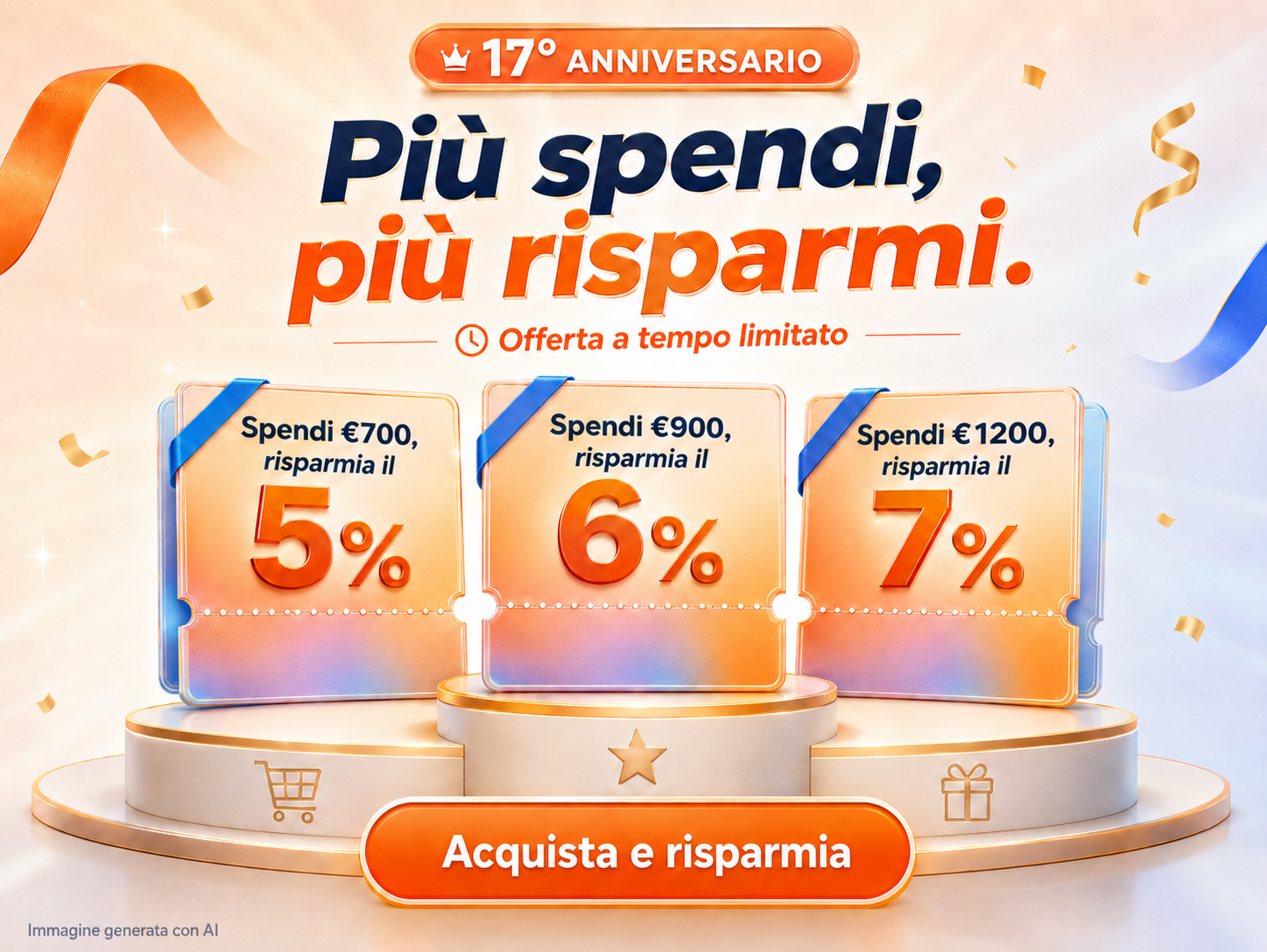 17° Anniversario LiTime – risparmia il 5%, 6% o 7% in base all’importo speso