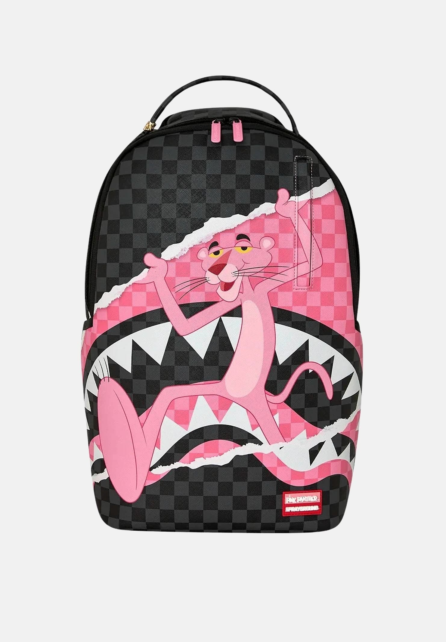 Image of SPRAYGROUND Zaino PINK PANTHER ON THE RUN rosa per uomo, donna e bambino con grafica Pink Panther