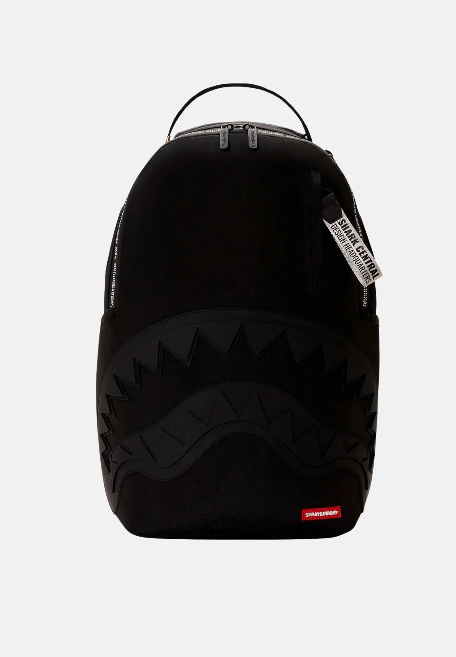 Image of SPRAYGROUND Zaino SHARK CENTRAL PRINTED nero per uomo, donna e bambino con motivo Shark Mouth