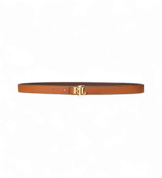 Cintura reversibile in pelle marrone con logo