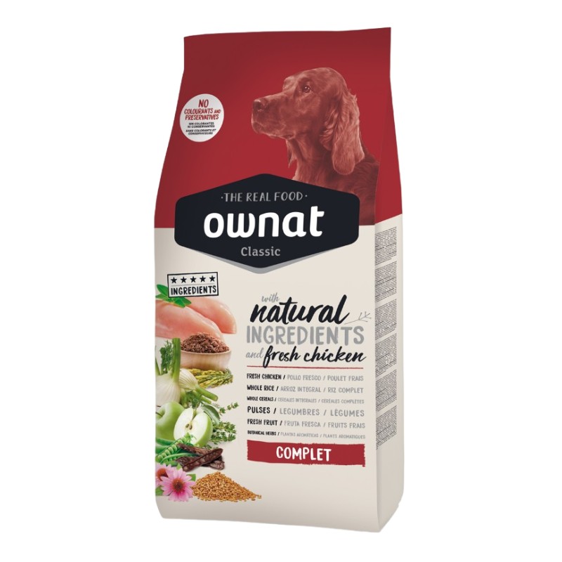 Ownat Dog Classic Complet Adult Pollo, Mela e Riso per Cani - 12 Kg