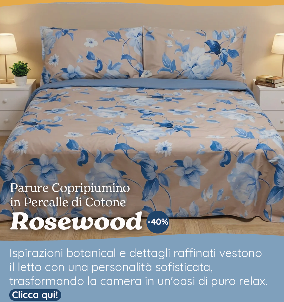 Parure Copripiumino in Percalle di Cotone Fantasia Floreale - Rosewood