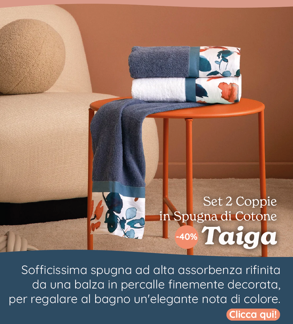 Set 2 Coppie in Spugna di Cotone con Balza in Percalle - Taiga