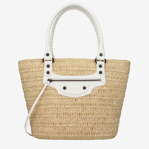 Balenciaga Shoulder Bags Women Raffia Beige/White