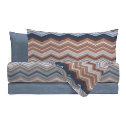 Completo Letto Matrimoniale in Cotone con Stampa - Fantasia Dream Me Ysidro Blue