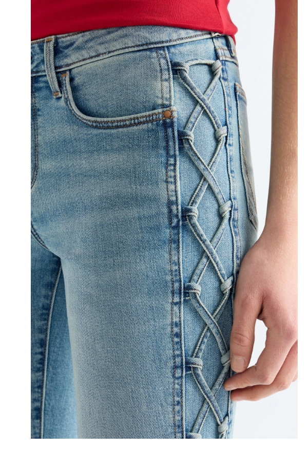 Low Rise Lace Up Bootcut Jean