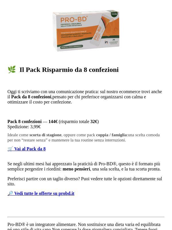 Scopri il Pack Risparmio Pro-BD®