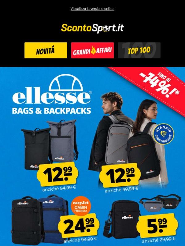 Borse e zaini Ellesse a partire da 5,99 €! 😎