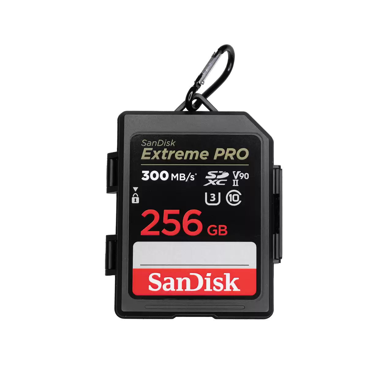 Una custodia per scheda di memoria SANDISK Extreme PRO edizione da 256 GB