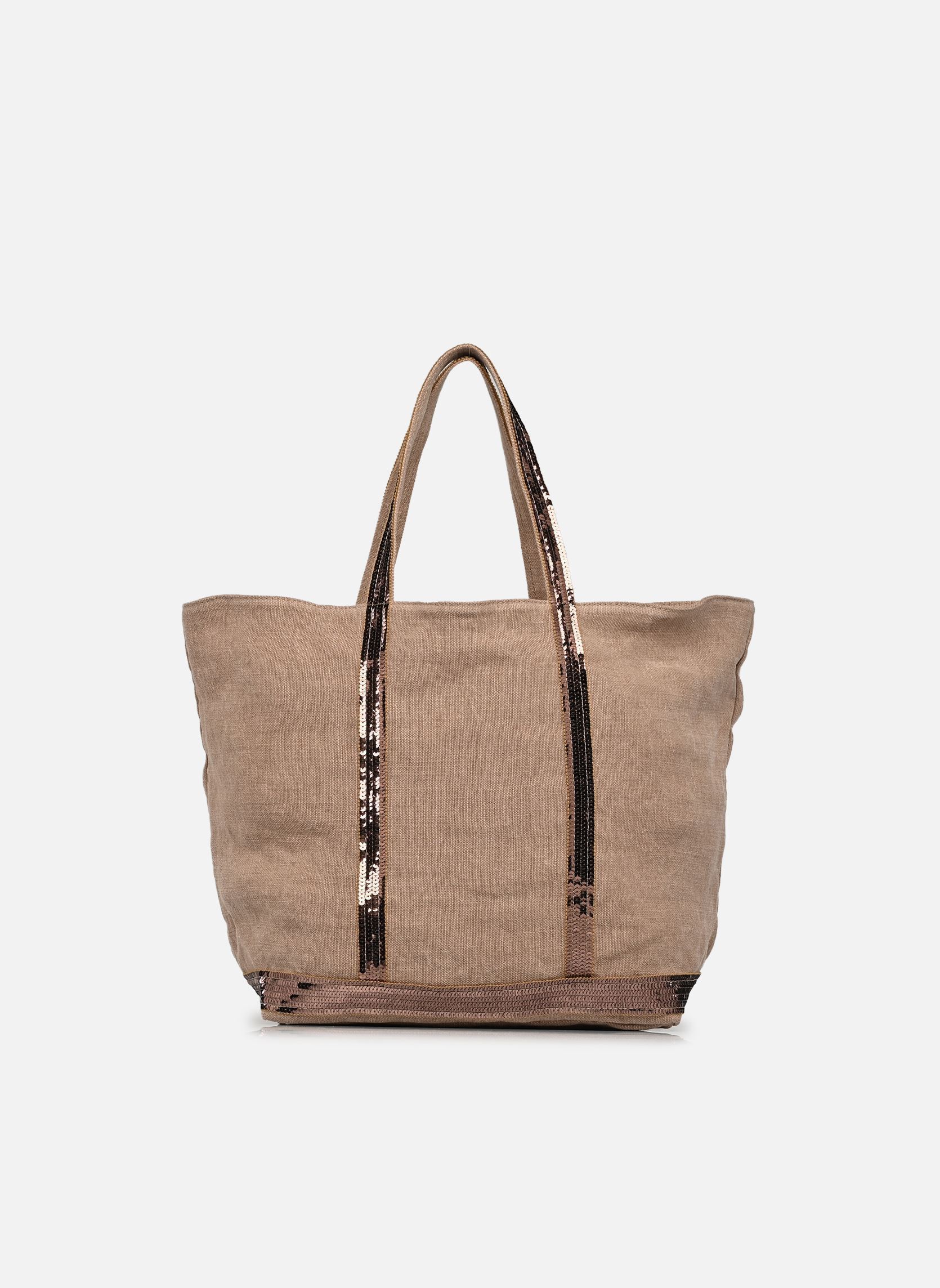 Vanessa Bruno Borsa cabas L Porta Spalla In Lino E Paillettes donna marrone