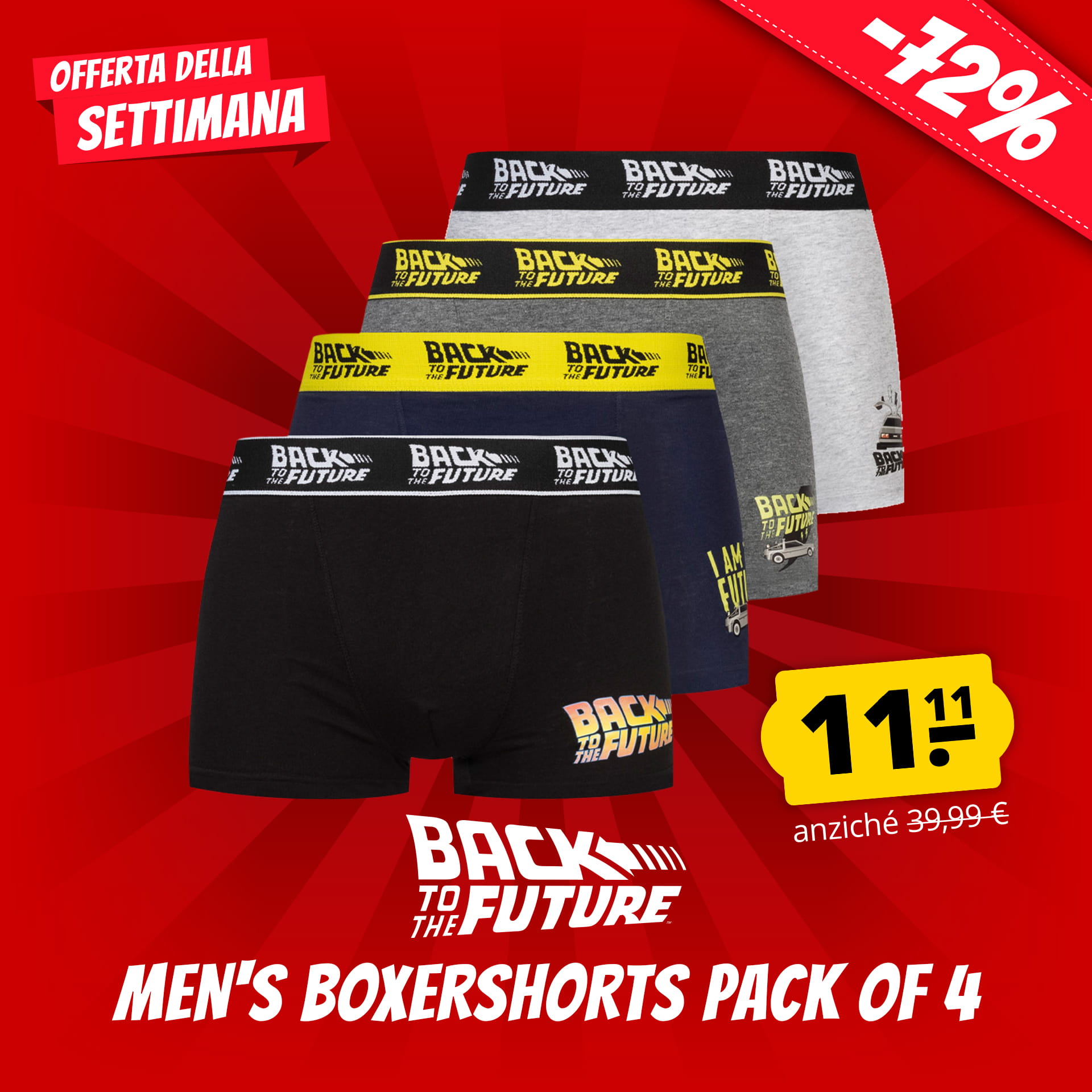 ritorno al futuro uomo boxer set da 4
