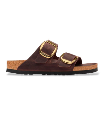 Sandali in Pelle Arizona Big Buckle Oiled (Vestibilità Stretta) marrone