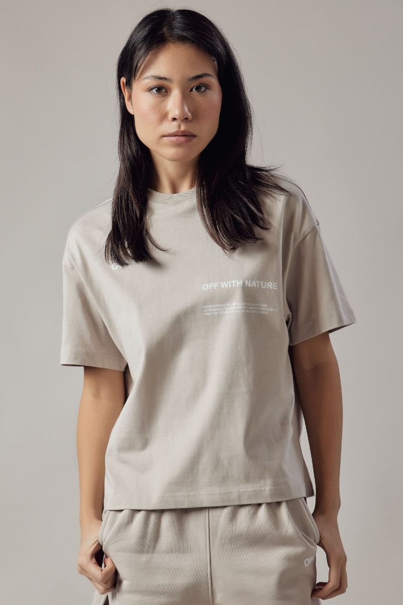 T-Shirt Girocollo Loose Fit Beige