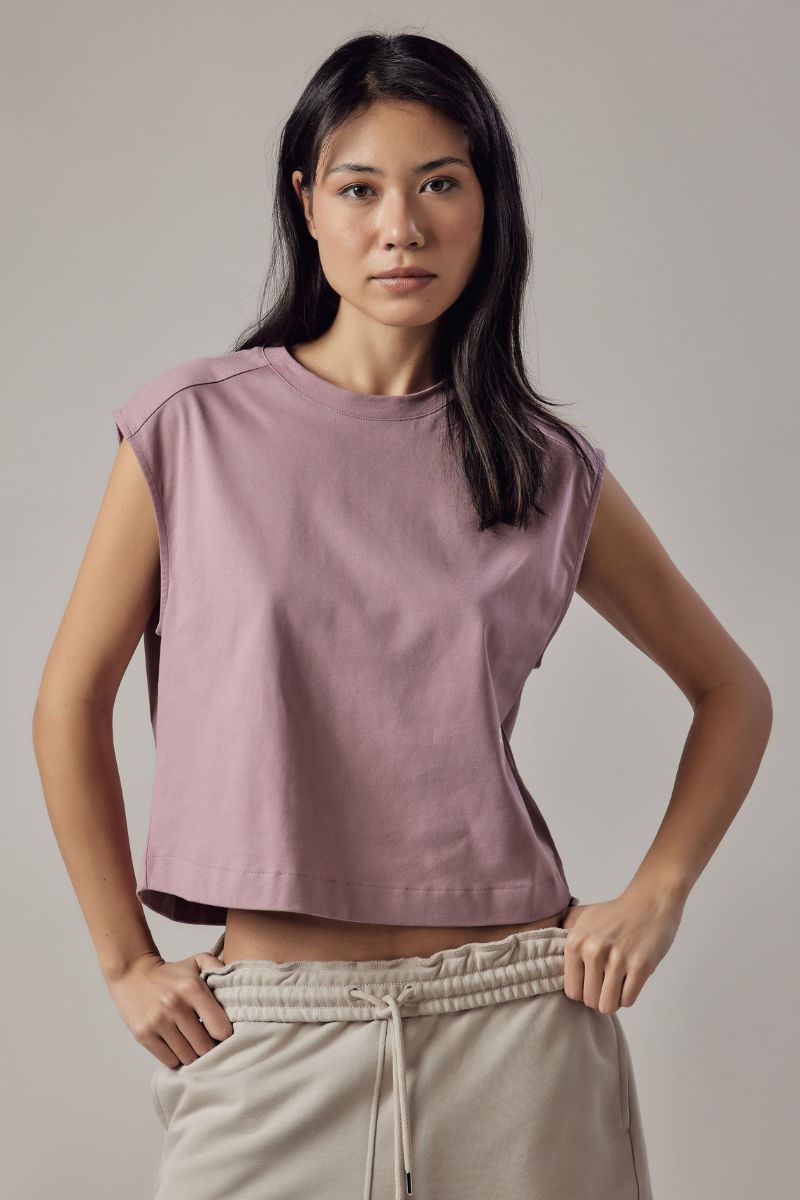 T-Shirt Smanicata Loose Fit Dusty Pink