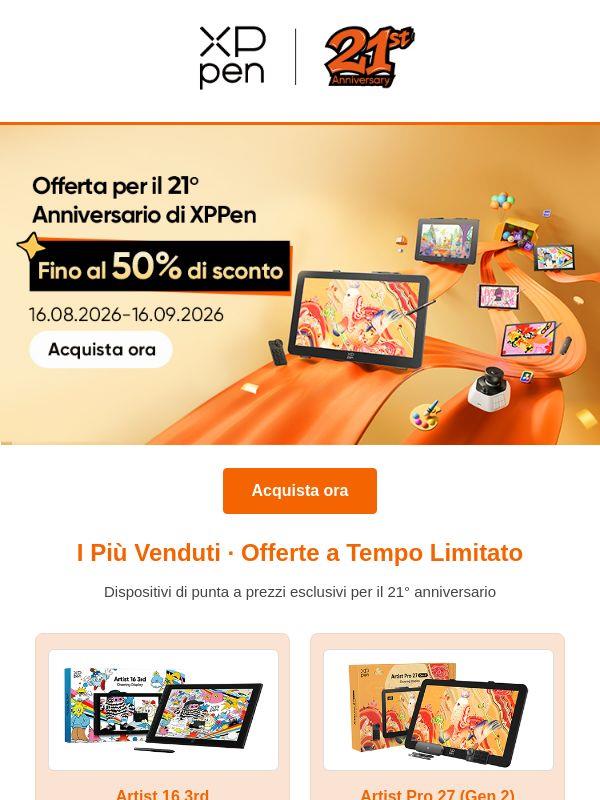 Saldi del 21º anniversario XPPen – Celebra 21 anni di creatività