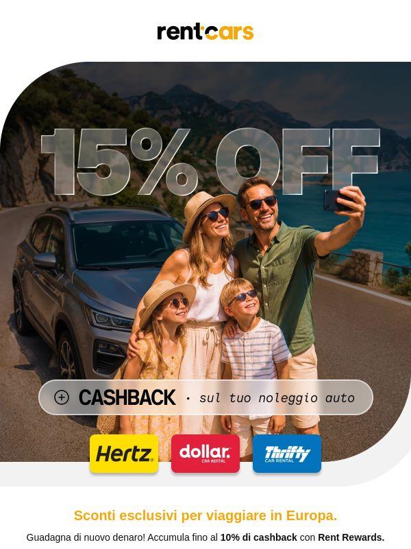 15% DI SCONTO sul noleggio + vantaggi esclusivi