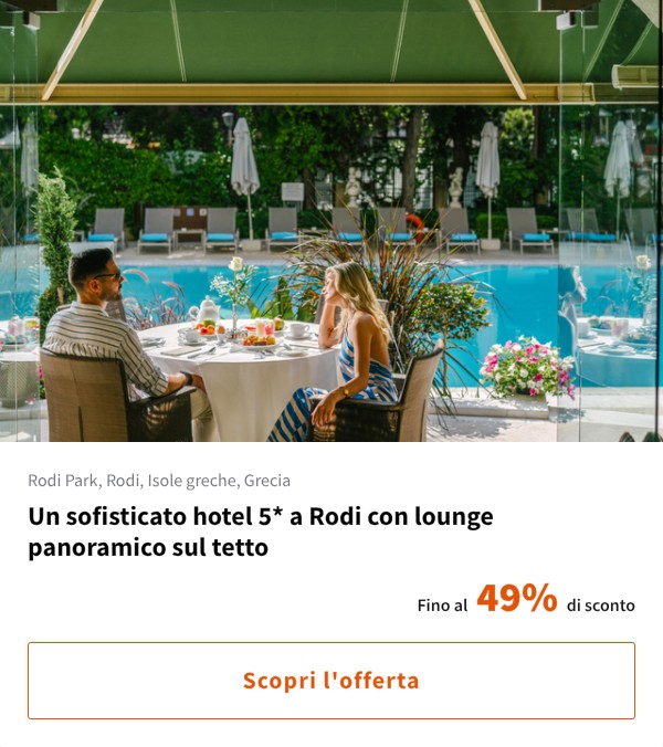 Un sofisticato hotel 5* a Rodi con lounge panoramico sul tetto