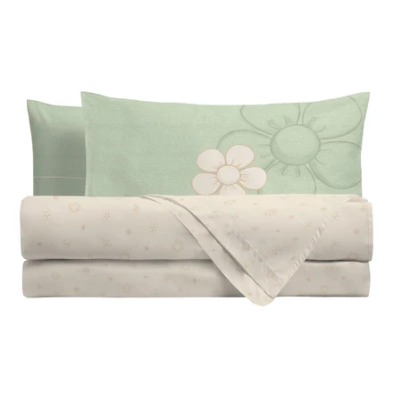 THUN® Completo Letto Matrimoniale in Cotone Iconic Elegance Daisy Green