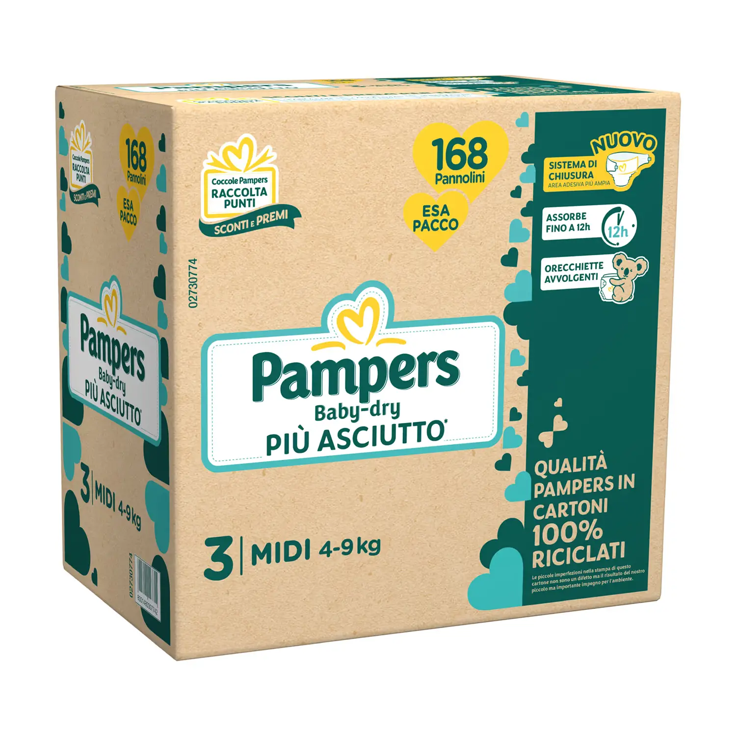 Pannolini Pampers Baby-Dry EsaPack - Taglia 3 - 4-9 Kg - 168 Pezzi