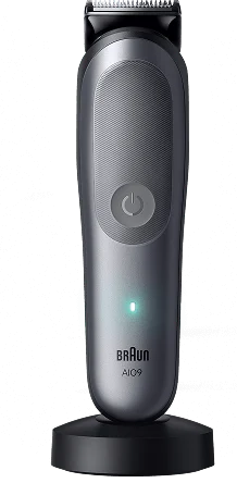 L'immagine mostra il Braun All-in-one Series 9 con la didascalia: «Precisione professionale per la barba e delicatezza sul corpo».