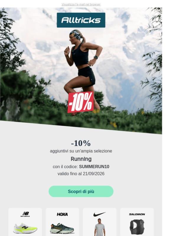 SUMMERUN10: Approfitta di uno sconto del 10% su una selezione running