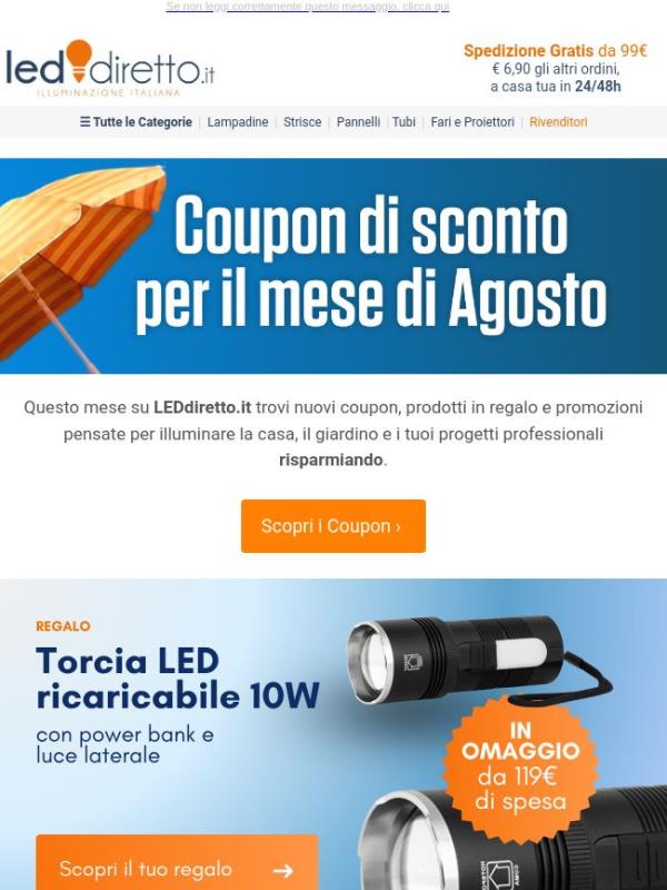 🏷️ Coupon di Agosto: Regali, Sconti e Spedizione Gratuita