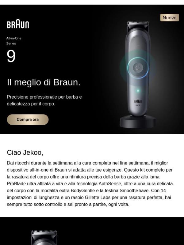 Precisione professionale per barba e delicatezza per il corpo.