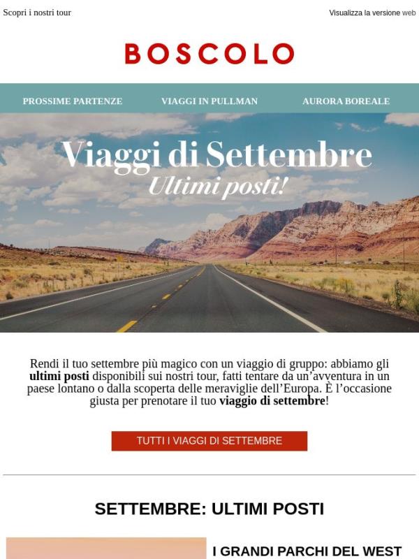 Ultimi posti per viaggiare a Settembre