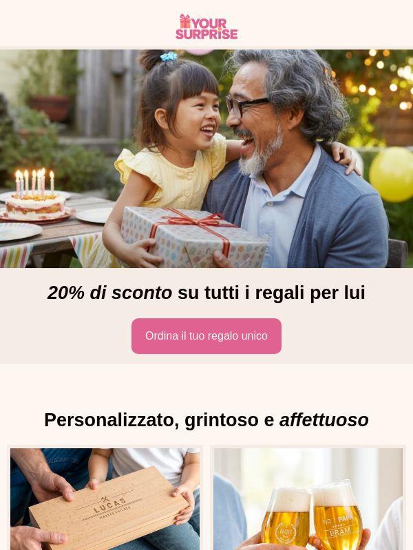 Regali personalizzati per lui - ora con il 20% di sconto!