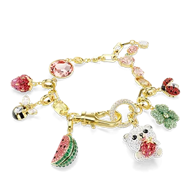 Bracciale Idyllia, Taglio misto, Mix di motivi, Multicolore, Finitura oro 18k