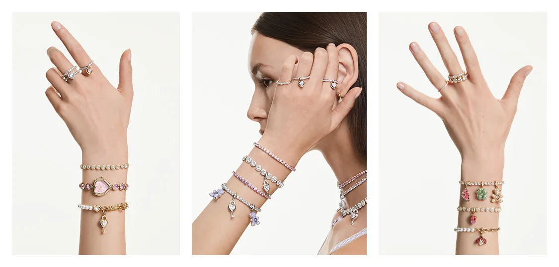 Modelle con bracciali Swarovski al polso