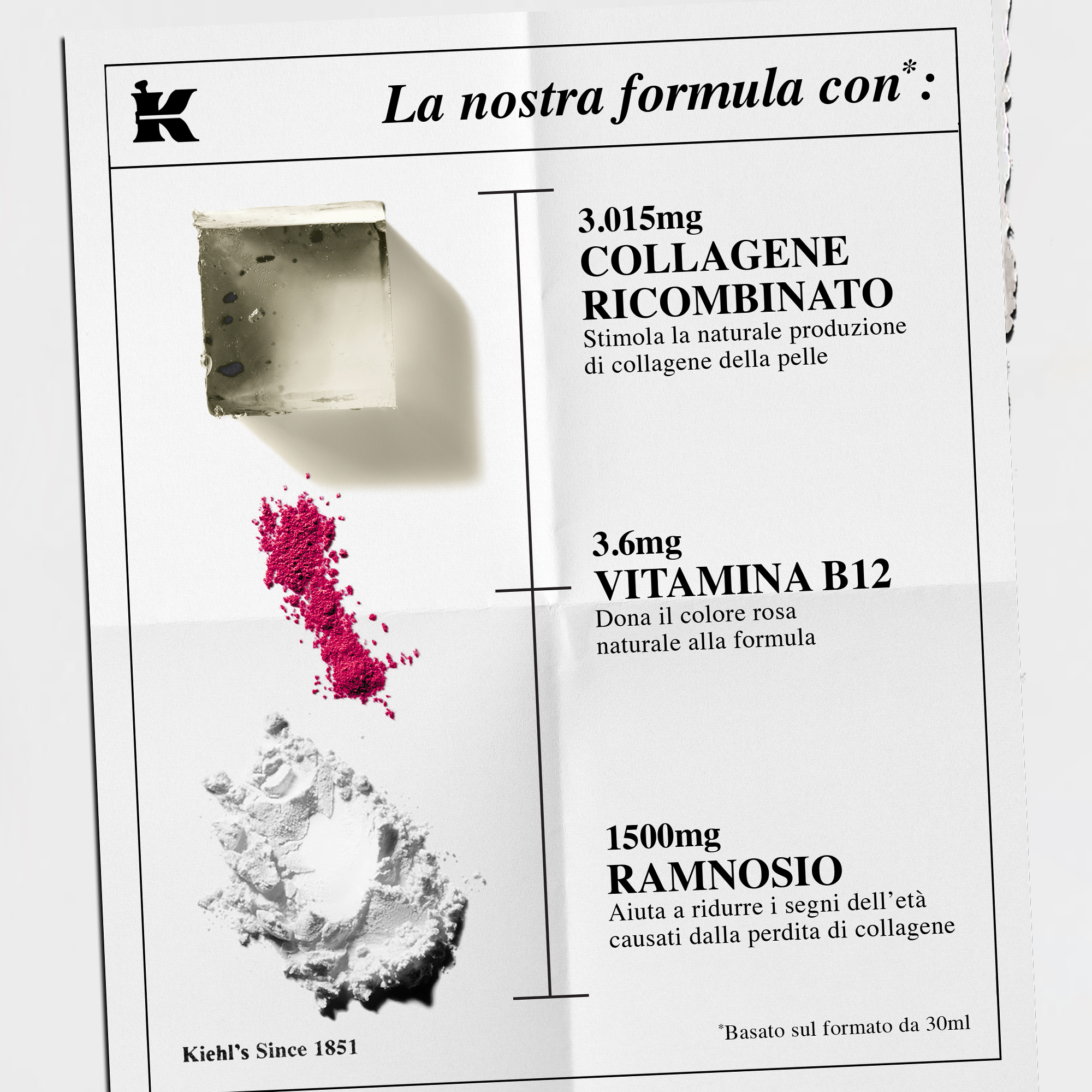 Formula Collashot: collagene ricombinato per stimolare la pelle, vitamina B12 rosa e Ramnosio anti-età.