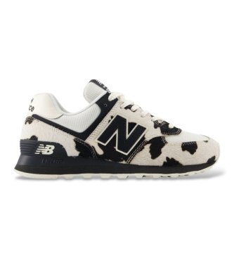 Sneaker in pelle 574 stampa bianco, nero
