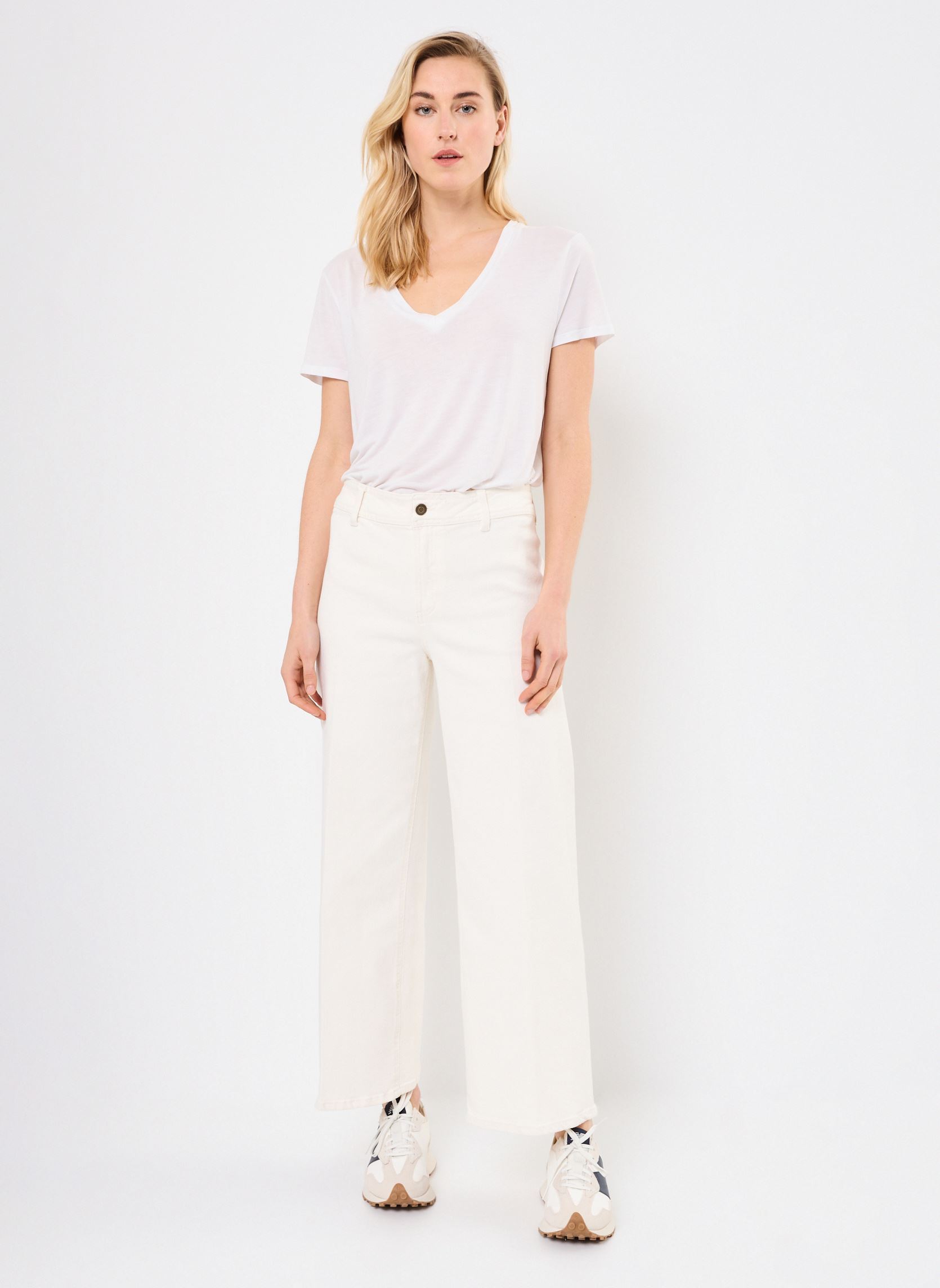 MADE BY Pantaloni larghi PCROP donne bianco