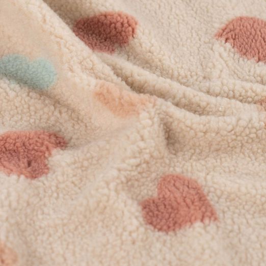 Teddyfleece - Jacquard Herzen Sand