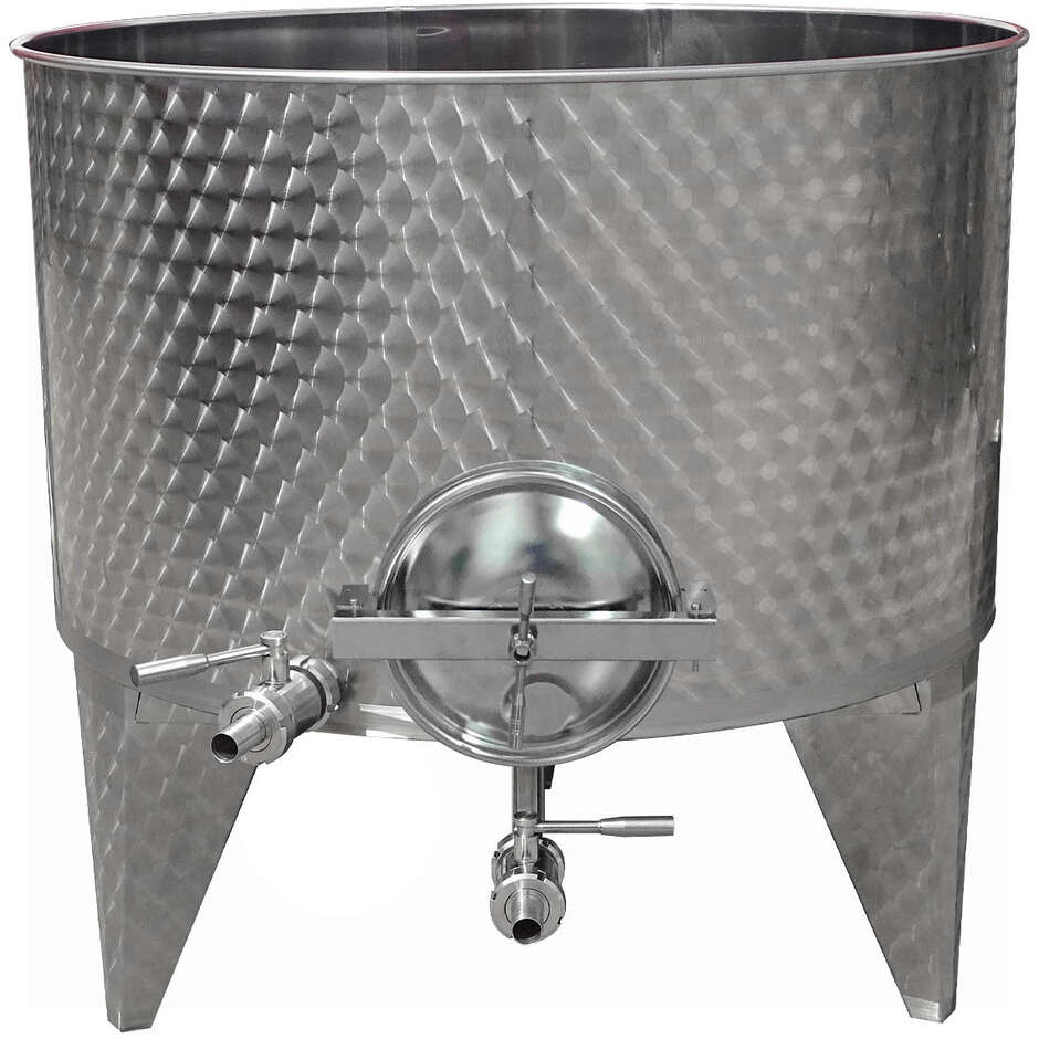 Mastello inox Conico 10° da 200 L con portella Ø 300