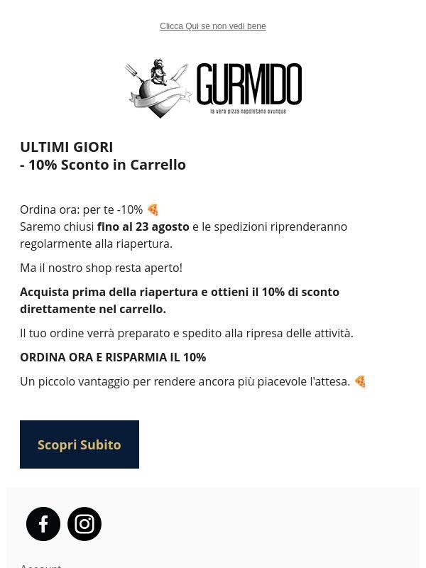 Ordina ora: per te -10% 🍕