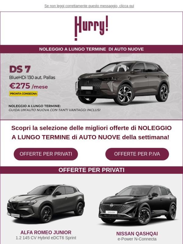🚘HURRY! Noleggio | Le MIGLIORI OFFERTE della settimana 🚘 Scopri tutte le auto a noleggio a prezzi scontati!