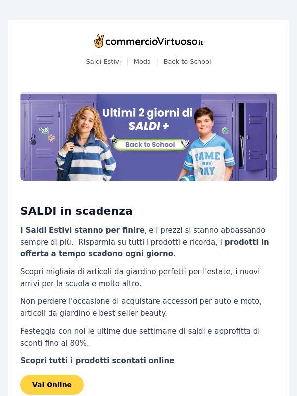 Ultimi giorni di saldi: sconti fino all’80%! 🔥