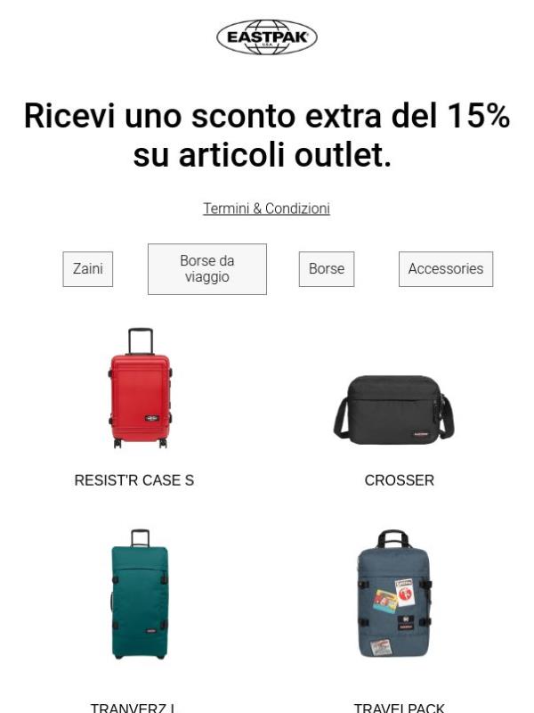 OUTLET: Ricevi uno sconto extra del 15% su articoli outlet