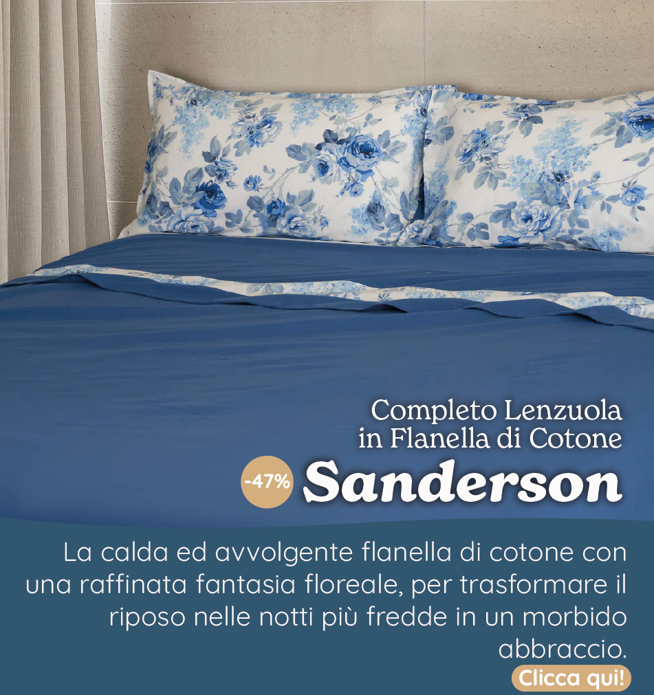 Completo Lenzuola in Flanella di Cotone con Balza in Percalle - Sanderson