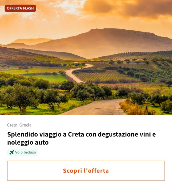 Splendido viaggio a Creta con degustazione vini e noleggio auto