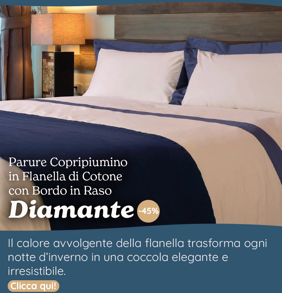 Parure Copripiumino Matrimoniale in Flanella di Cotone con Bordo in Raso - Diamante