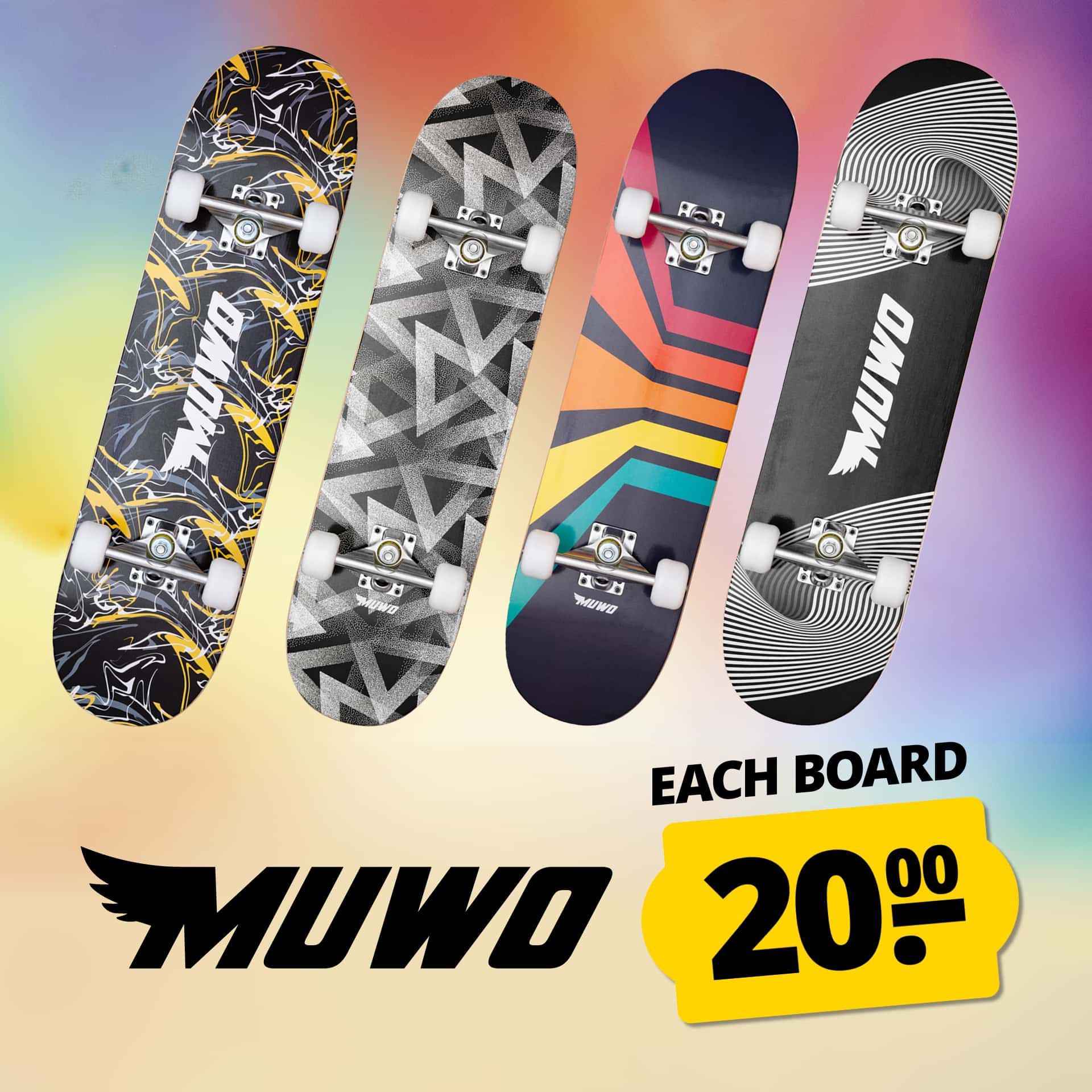 muwo rainbow corner skateboard
